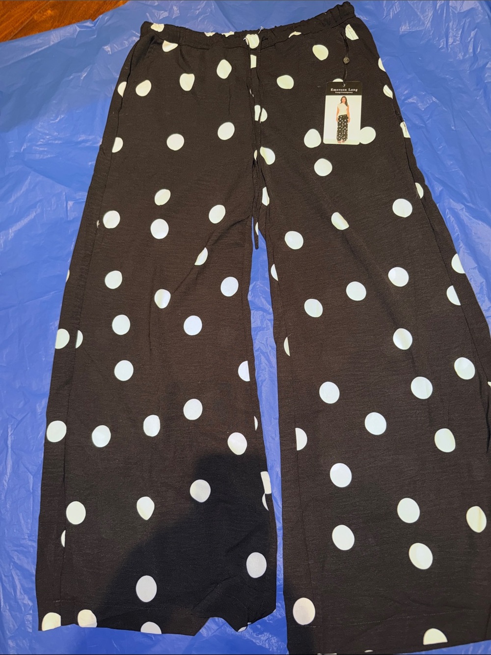 Polka Dot Wide-Leg Pants - Black with White Dots